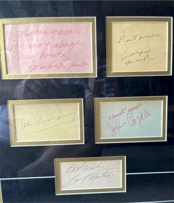 Al Pacino, Mario Puzo, Marlon Brando, John Cazale Godfather cast signed  and framed with proof - Awesome Artifacts 