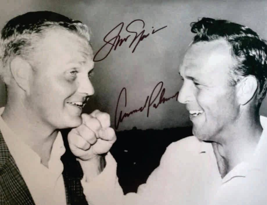 Arnold Palmer and Jack Nicklaus 8 x 10 black and white photo signed with proof - Awesome Artifacts 