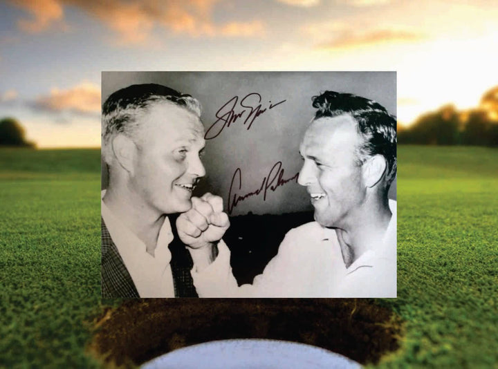 Arnold Palmer and Jack Nicklaus 8 x 10 black and white photo signed with proof - Awesome Artifacts 