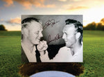 Load image into Gallery viewer, Arnold Palmer and Jack Nicklaus 8 x 10 black and white photo signed with proof - Awesome Artifacts 
