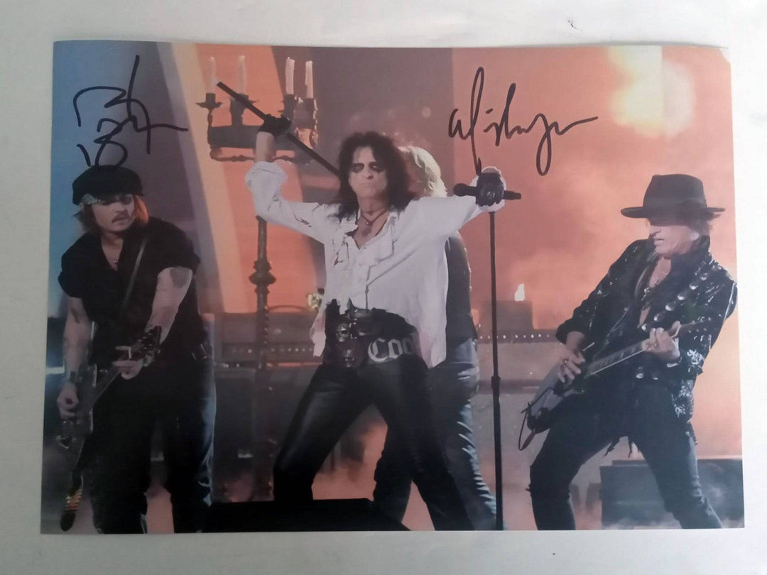 Hollywood Vampires Alice Cooper and Johnny Depp 8 x 10 photo signed with proof - Awesome Artifacts 