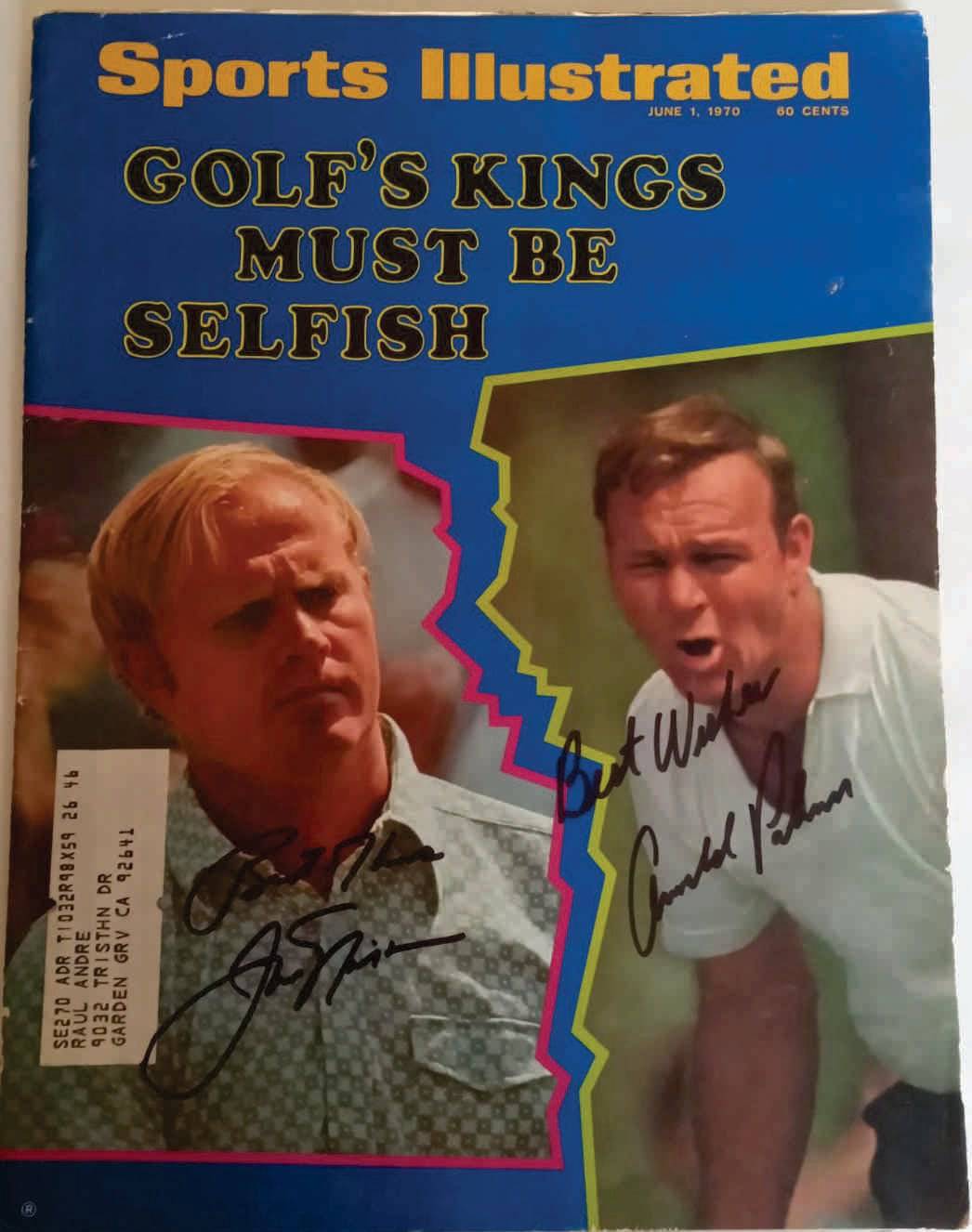 Jack Nicklaus and Arnold Palmer Sports Illustrated signed with proof - Awesome Artifacts 