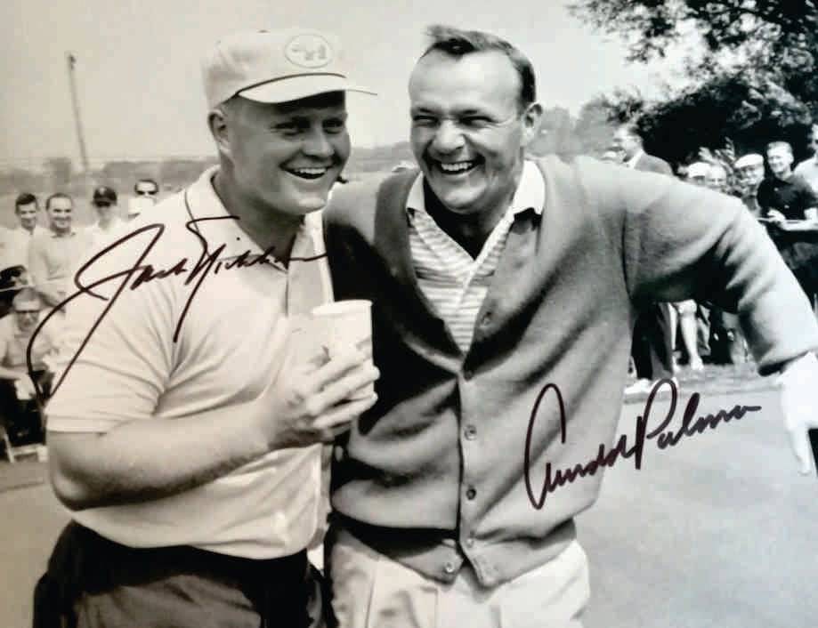 Jack Nicklaus & Arnold Palmer 8 x 10 black and white photo signed with proof - Awesome Artifacts 