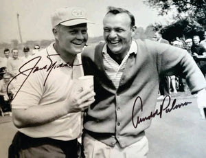 Jack Nicklaus & Arnold Palmer 8 x 10 black and white photo signed with proof - Awesome Artifacts 