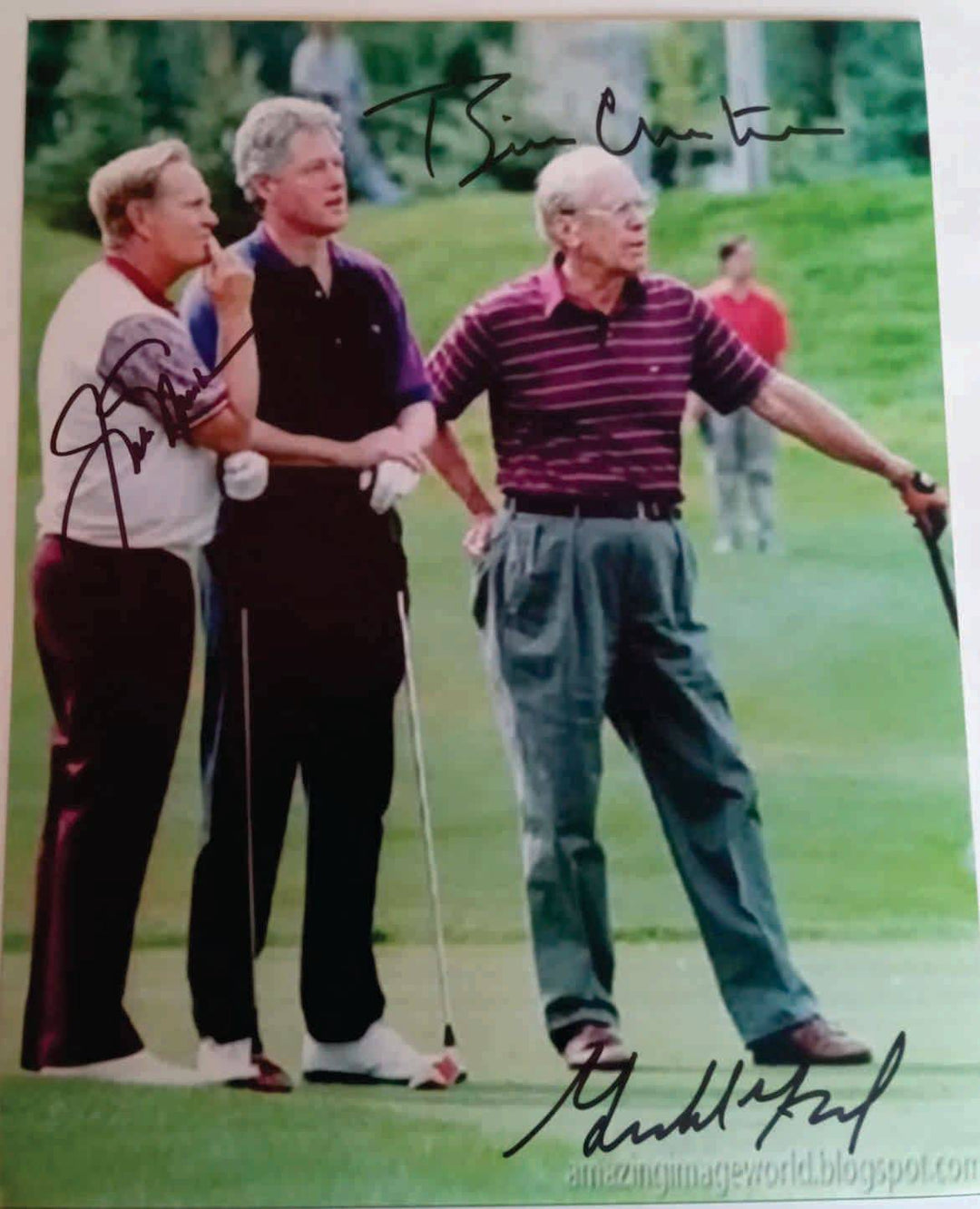 Jack Nicklaus Bill Clinton and Gerald Ford 8 x 10 photo signed - Awesome Artifacts 