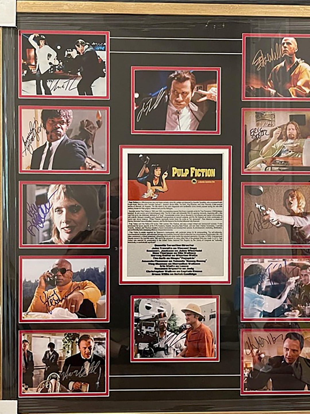 Quentin Tarantino, Uma Thurman, John Travolta, Pulp Fiction cast signed and framed photo collection with proof - Awesome Artifacts 