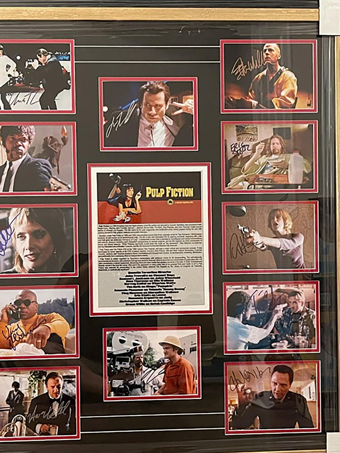 Quentin Tarantino, Uma Thurman, John Travolta, Pulp Fiction cast signed and framed photo collection with proof - Awesome Artifacts 