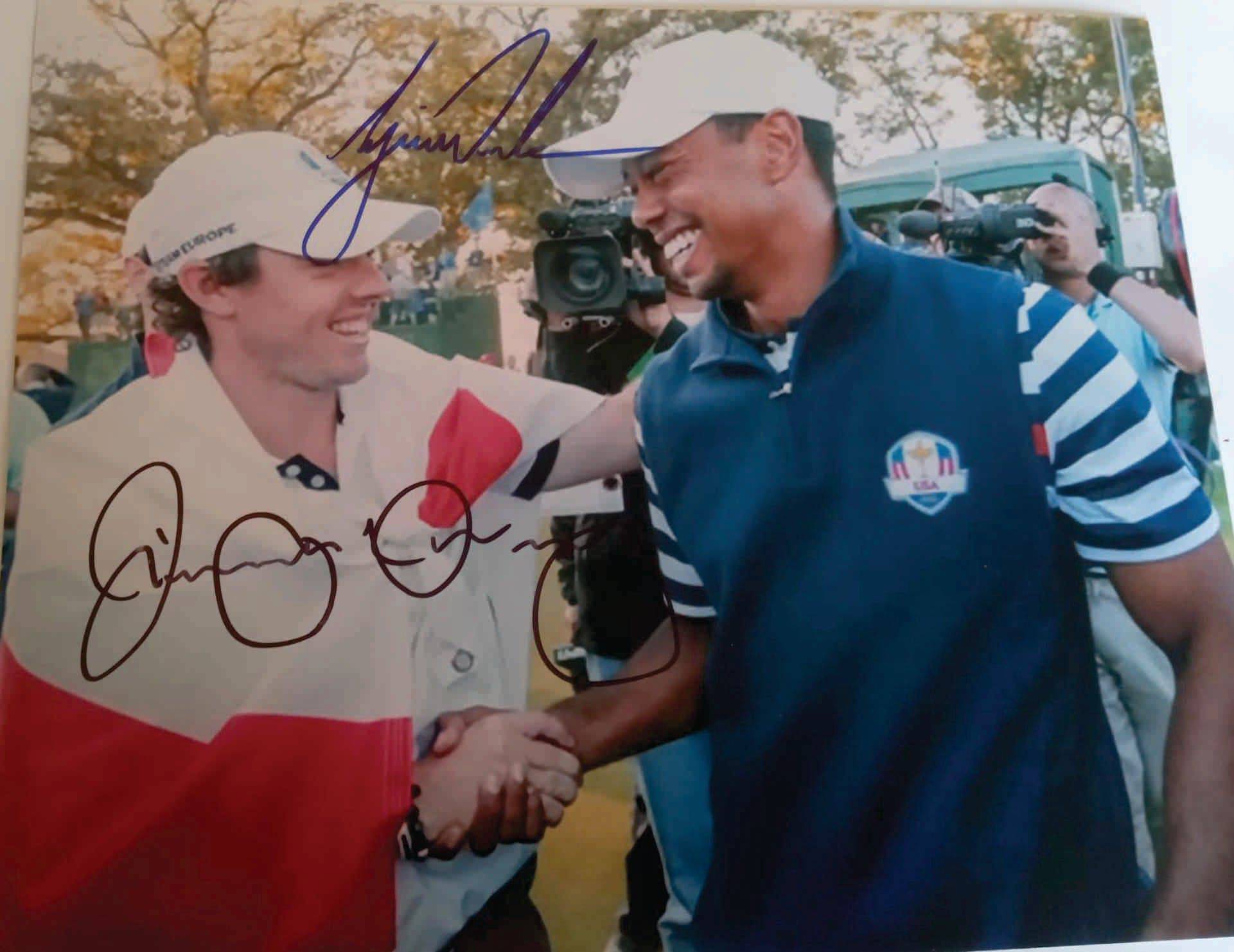 Rory McIlroy and Tiger Woods 8 x 10 photo signed with proof - Awesome Artifacts 