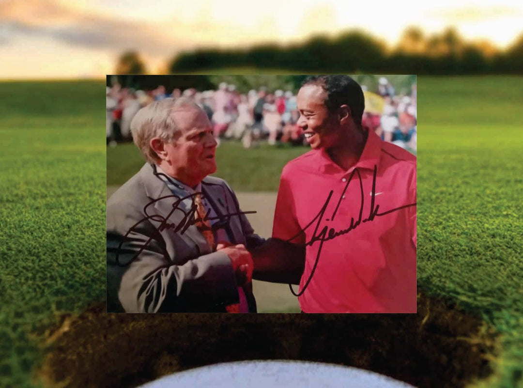 Tiger Woods and Jack Nicklaus 8 x 10 photo signed with proof - Awesome Artifacts 