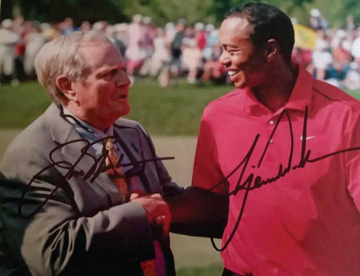 Tiger Woods and Jack Nicklaus 8 x 10 photo signed with proof - Awesome Artifacts 