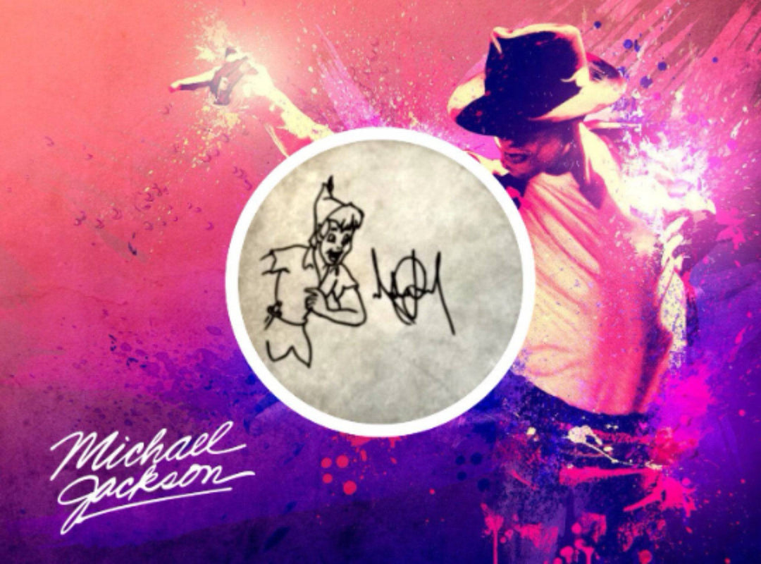 Michael Jackson signed and sketched drawing 10-inch tambourine with proof - Awesome Artifacts 