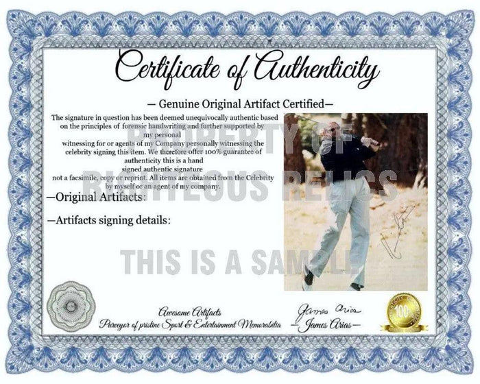 Certificate of Authenticity for Kevin Costner 16 x 20 photo signed