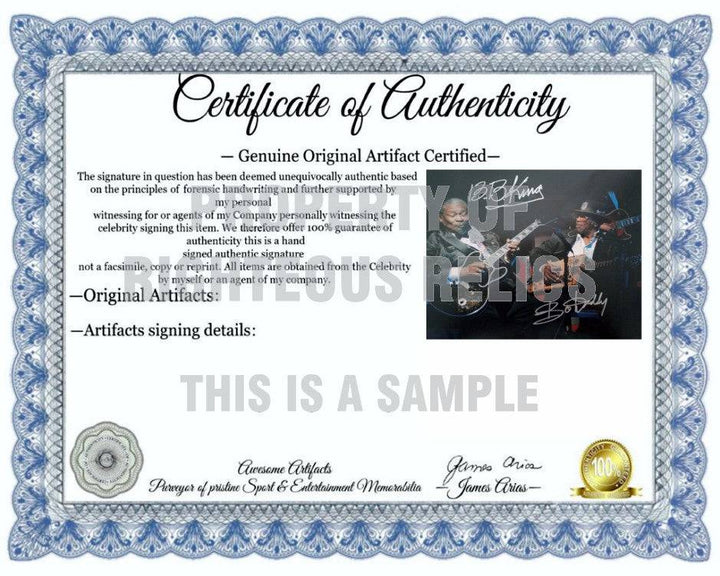 Riley BB King and Bo Diddley 8 by 10 signed photo with proof - Awesome Artifacts 