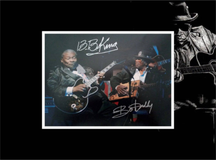 Riley BB King and Bo Diddley 8 by 10 signed photo with proof - Awesome Artifacts 