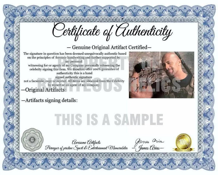 Certificate of Authenticity for Dwayne Johnson Luke Hobbs The Rock Fast and Furious 5 x 7 photo signed with proof