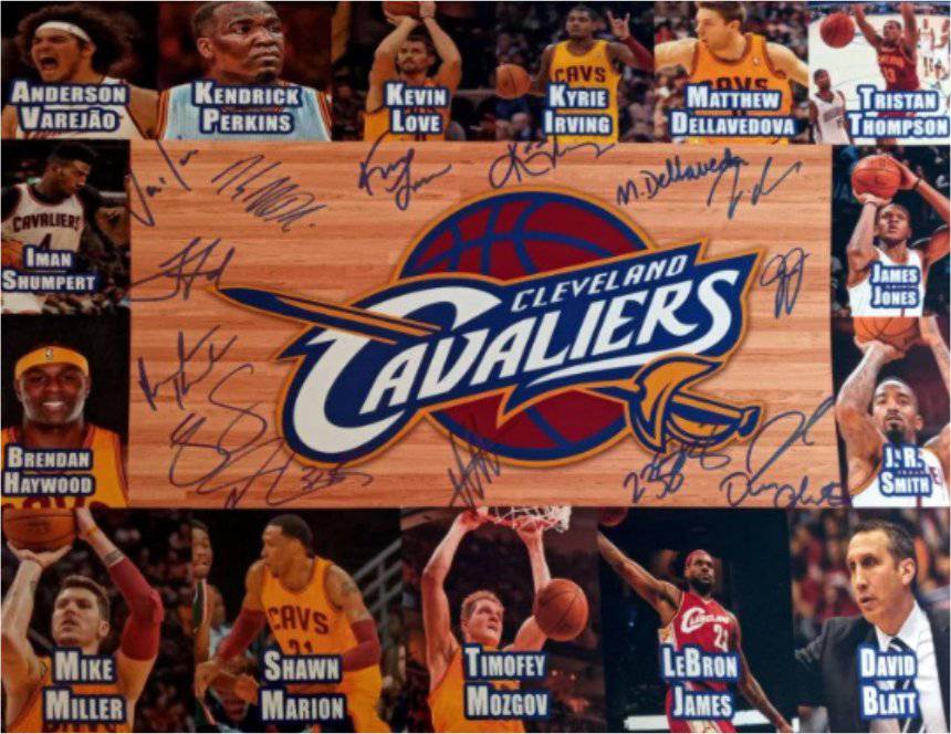 Kyrie Irving Kevin Love LeBron James Anderson Varejao Cleveland Cavaliers 16 x 20 team signed photo - Awesome Artifacts 