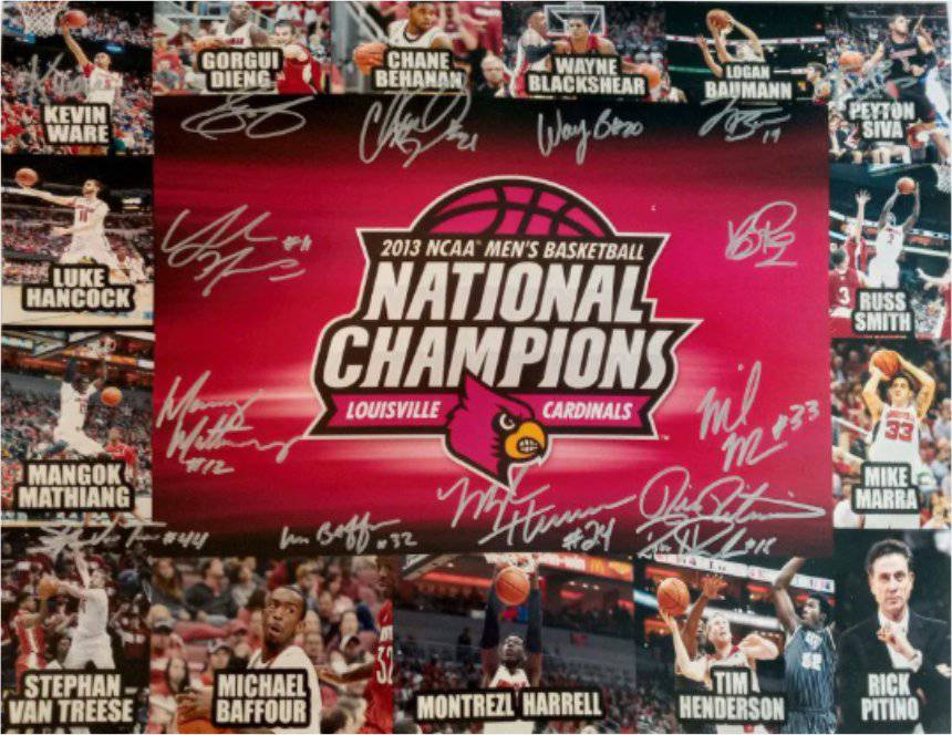 Louisville Cardinal National champs Rick Pitino 2013 team signed 16 x 20 photo signed - Awesome Artifacts 