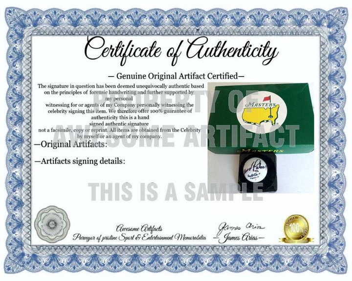 Arnold Palmer logo golf ball signed with proof - Awesome Artifacts 