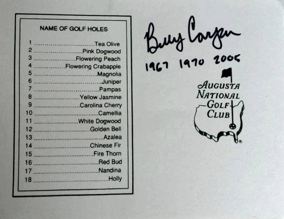 Billy Casper Masters golf scorecard signed - Awesome Artifacts 