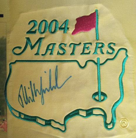 Phil Mickelson Masters champion One of a Kind pin flag signed with proof - Awesome Artifacts 