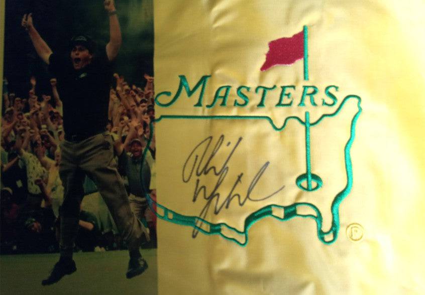 Phil Mickelson One-of-a-Kind Masters pin flag embroidered signed with proof - Awesome Artifacts 