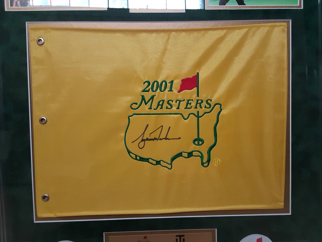 Tiger Woods 2001 Masters flag signed and framed with proof - Awesome Artifacts 