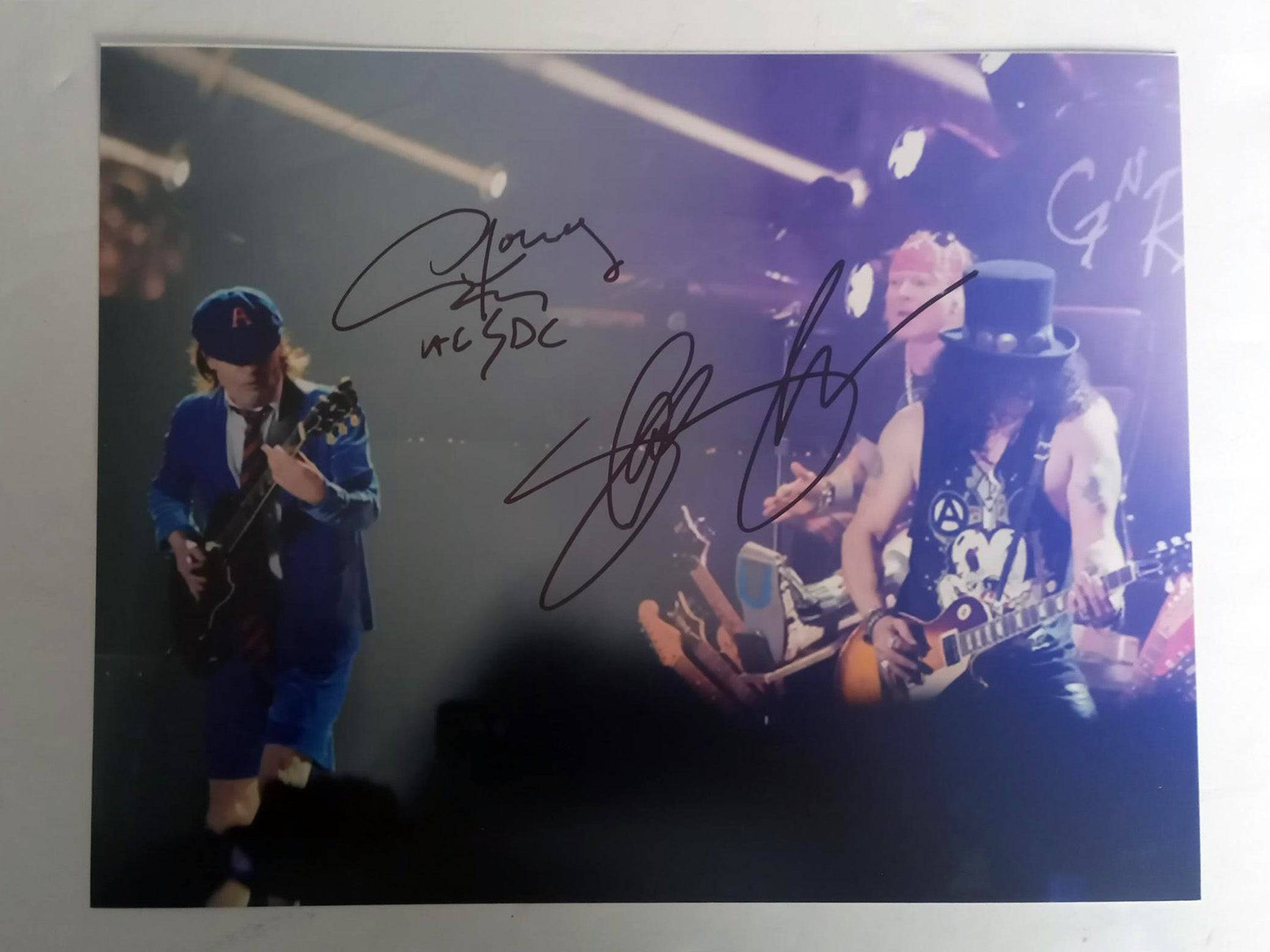 Angus Young and Saul Hudson 'Slash' 8 x 10 photo signed with proof - Awesome Artifacts 