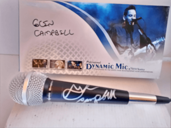 Glen Campbell signed microphone with proof - Awesome Artifacts 