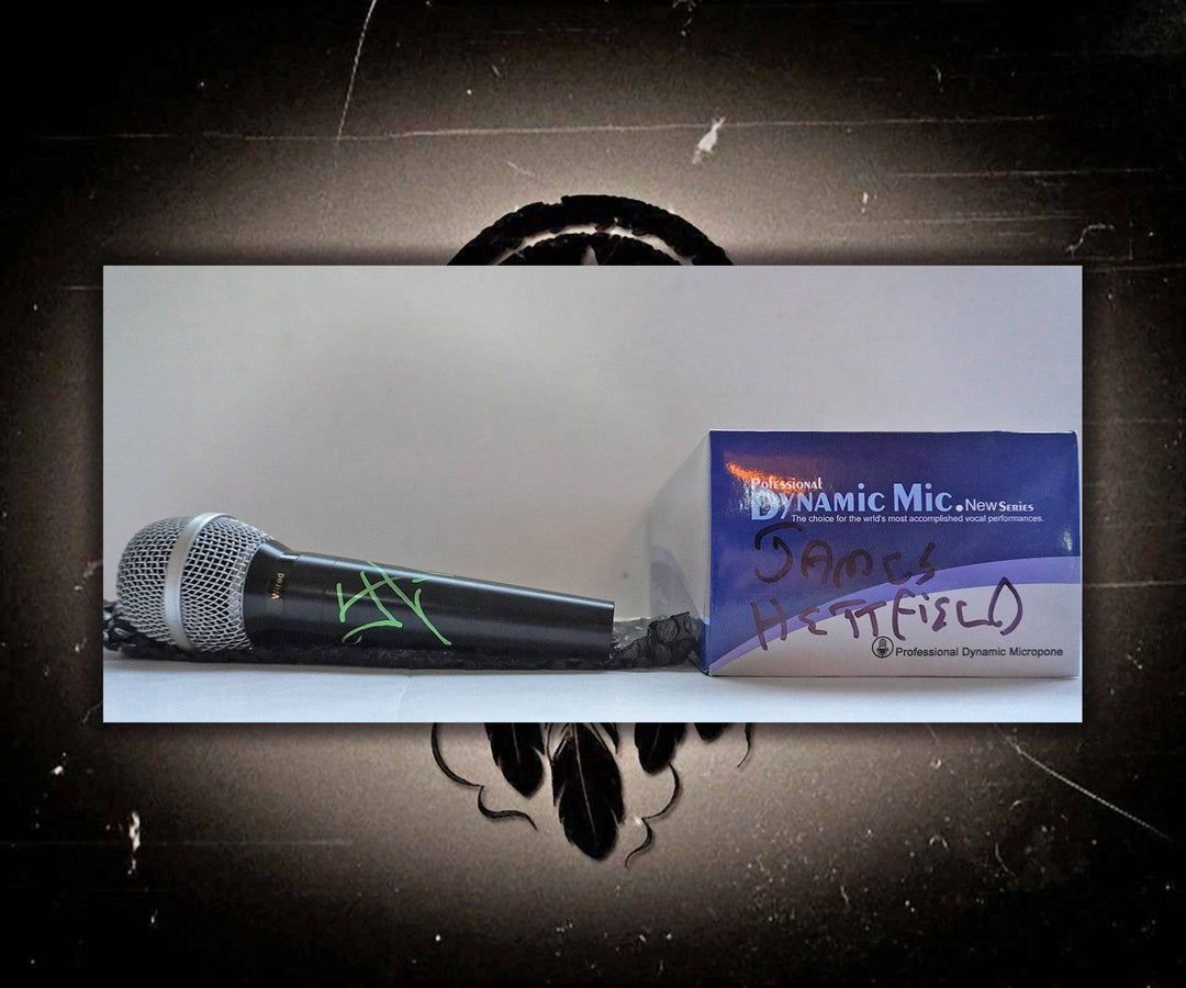 James Hetfield signed microphone with proof - Awesome Artifacts 