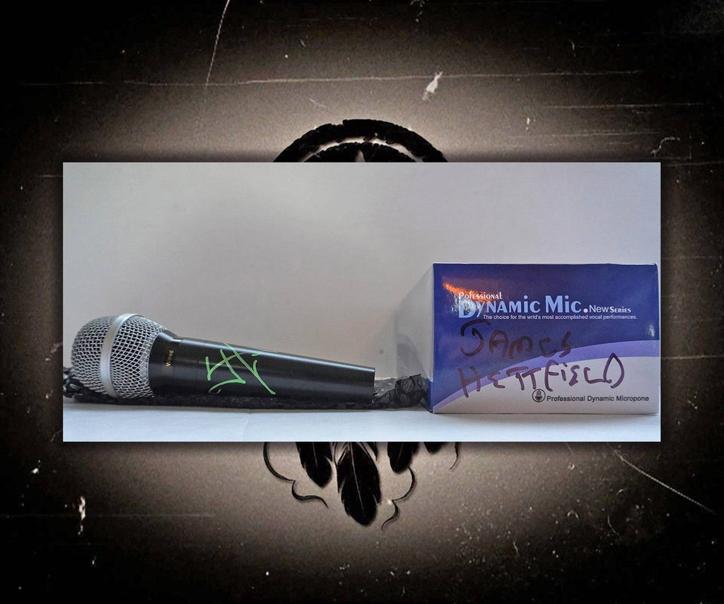 James Hetfield signed microphone with proof