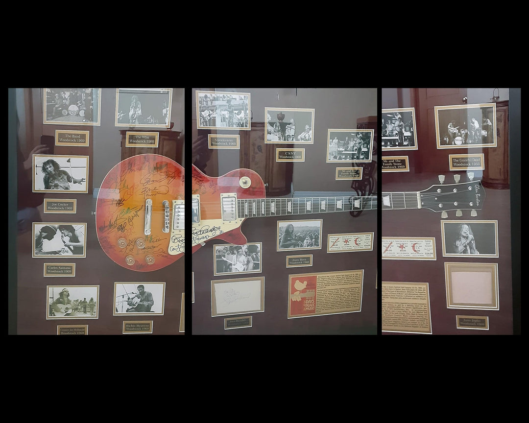 Janis Joplin, Jimi Hendrix, The Who signed Les Paul framed guitar signed with proof - Awesome Artifacts 