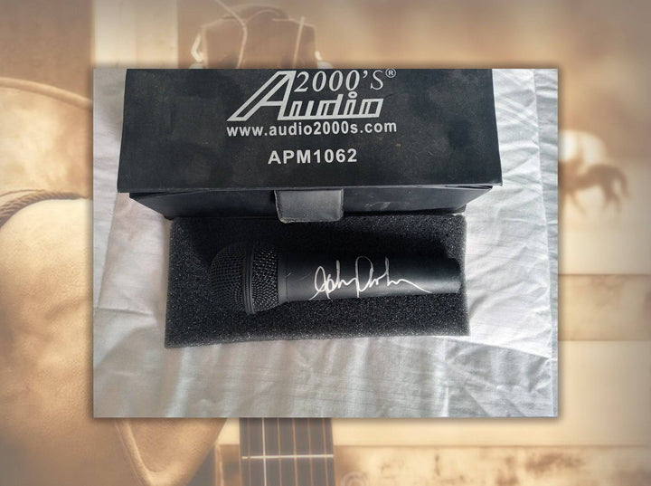 Johnny Cash black microphone with box signed with proof - Awesome Artifacts 