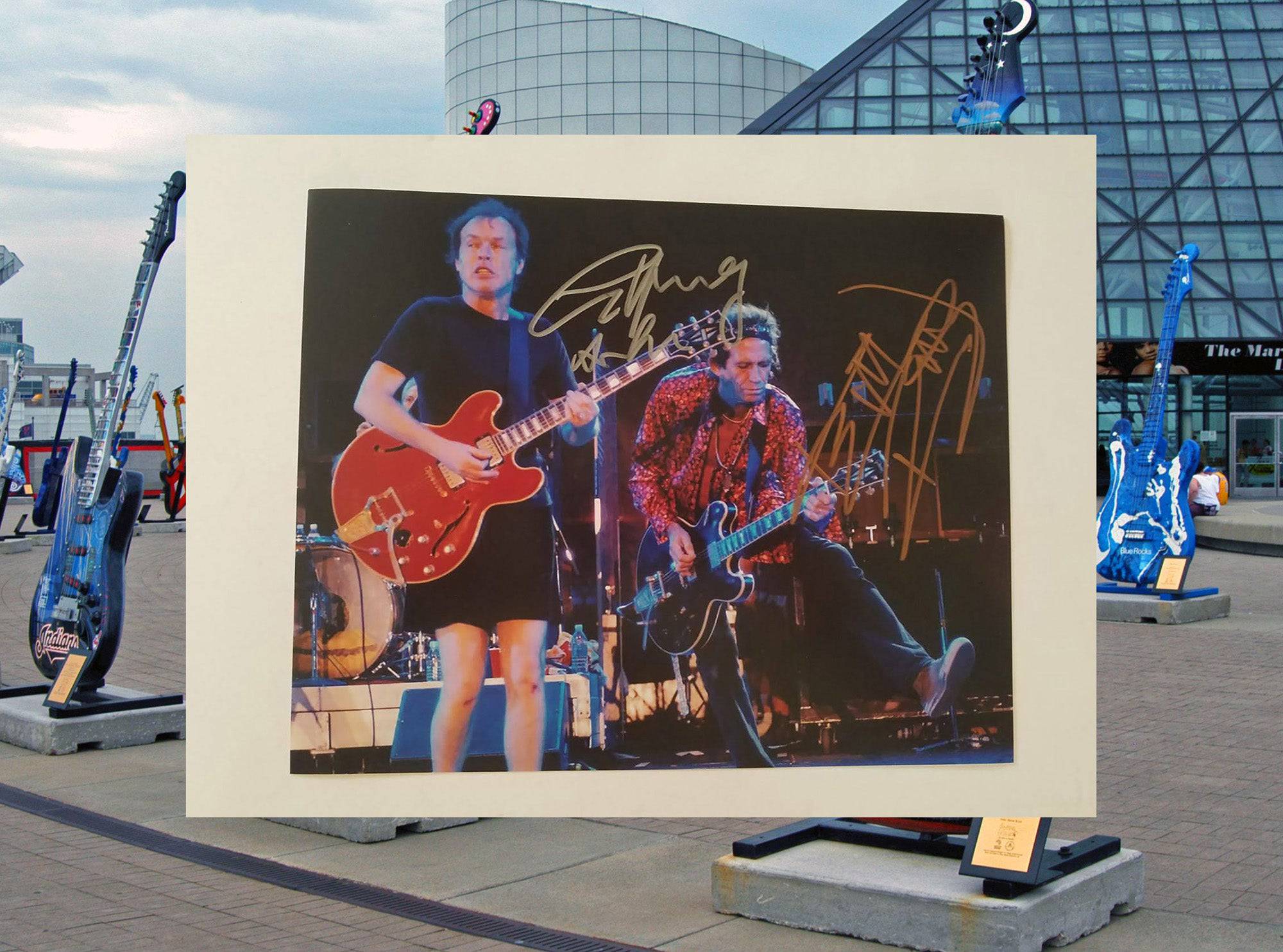 Keith Richards and Angus Young 8 x 10 photo signed with proof - Awesome Artifacts 