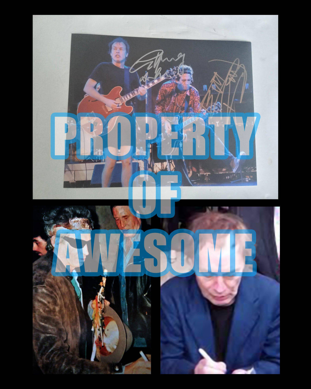 Keith Richards and Angus Young 8 x 10 photo signed with proof - Awesome Artifacts 