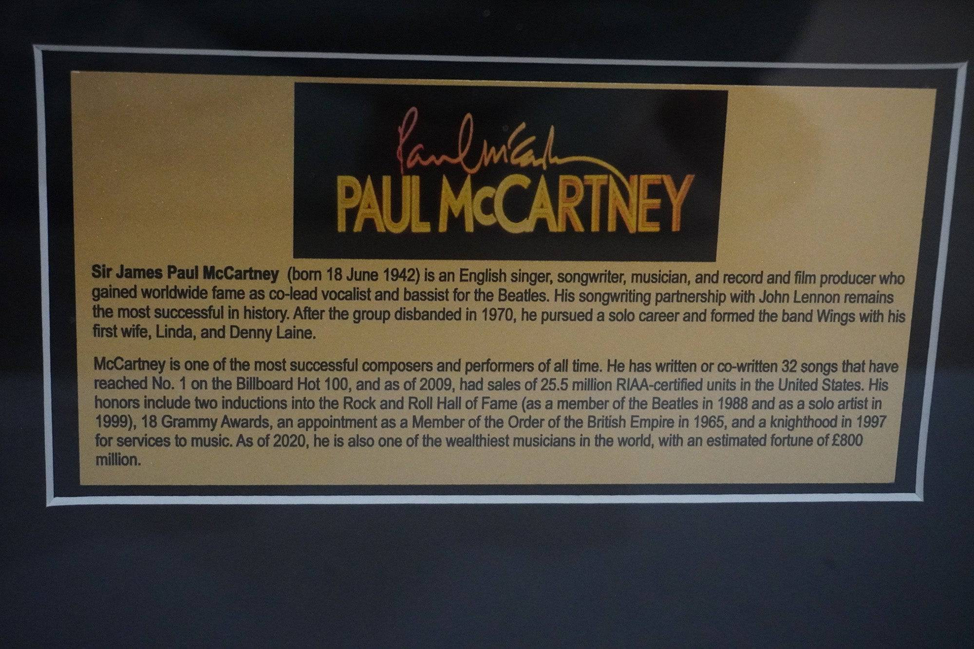 Paul McCartney, The Beatles, signed microphone framed with proof - Awesome Artifacts 