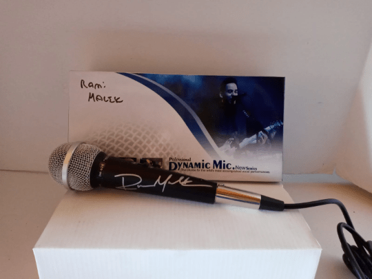 Rami Malek Freddie Mercury in Bohemian Rhapsody signed microphone - Awesome Artifacts 