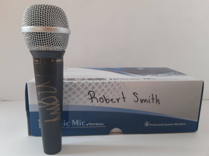 Robert Smith lead singer of "The Cure" signed microphone with proof - Awesome Artifacts 