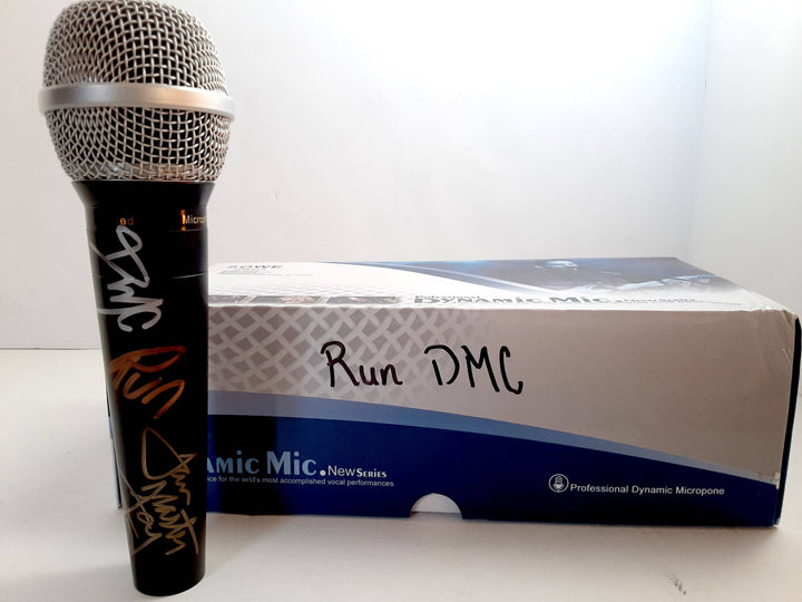 Run-DMC all three members signed microphone signed with proof - Awesome Artifacts 