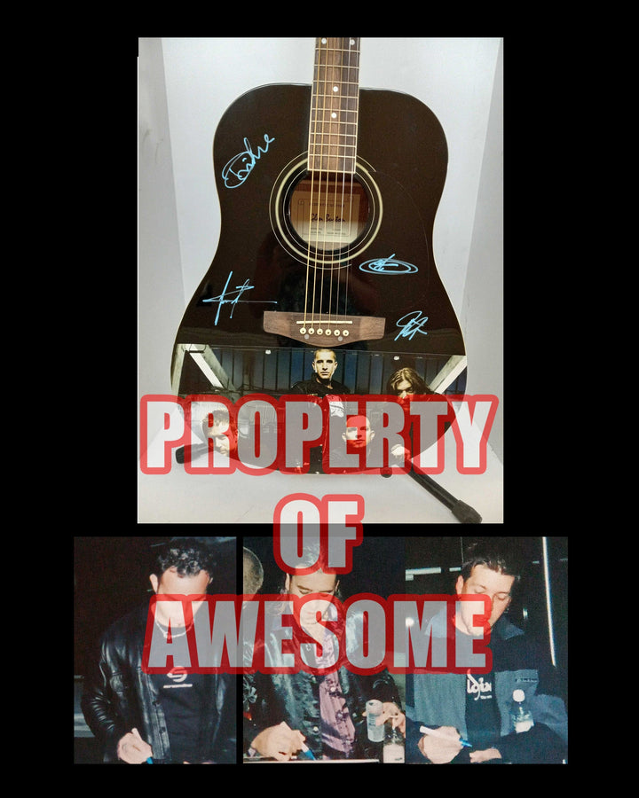 Scott Stapp, Mark Tremonti, Scott Phillips, Creed signed one of a kind guitar with proof - Awesome Artifacts 