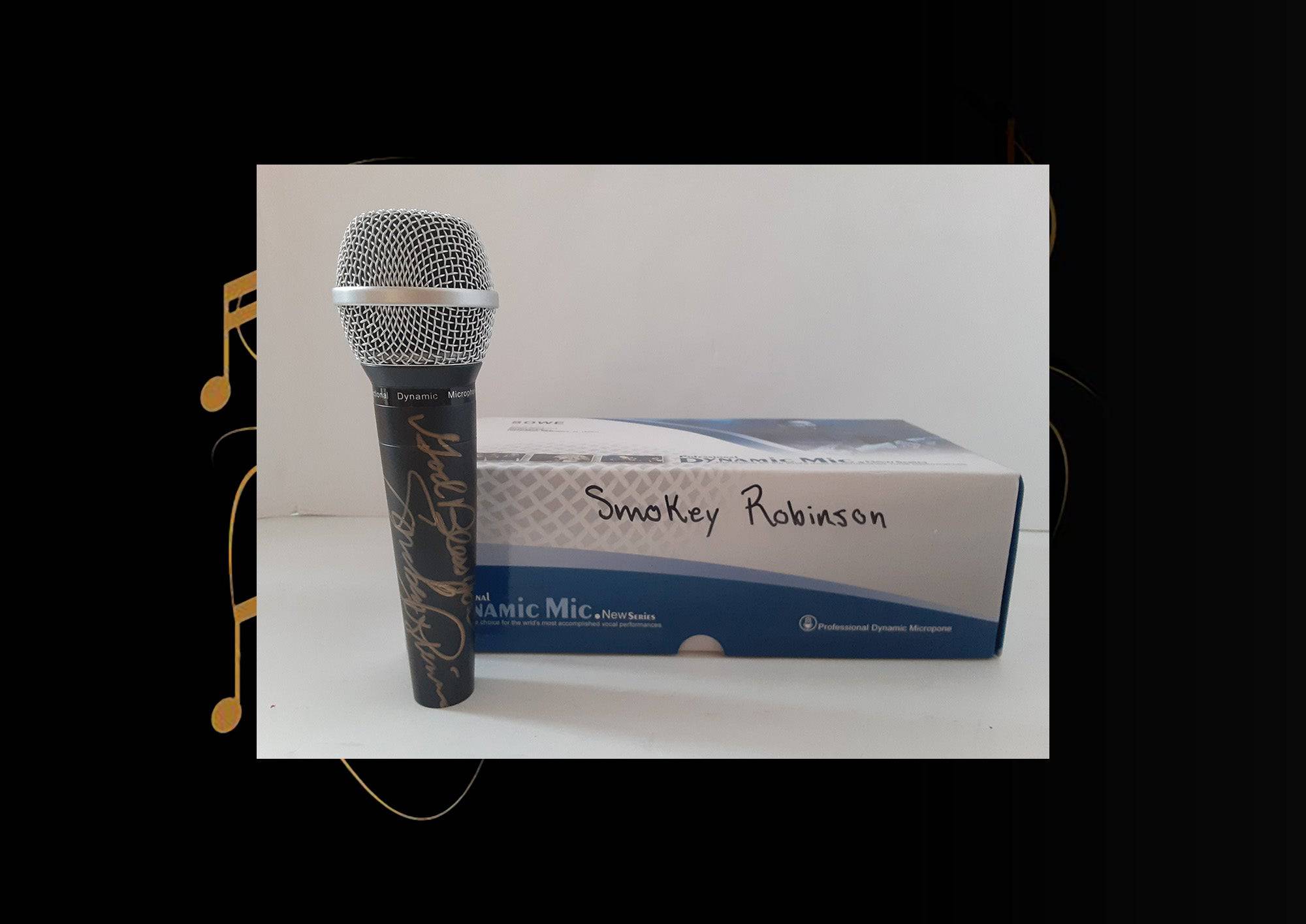 Smokey Robinson signed microphone with proof - Awesome Artifacts 