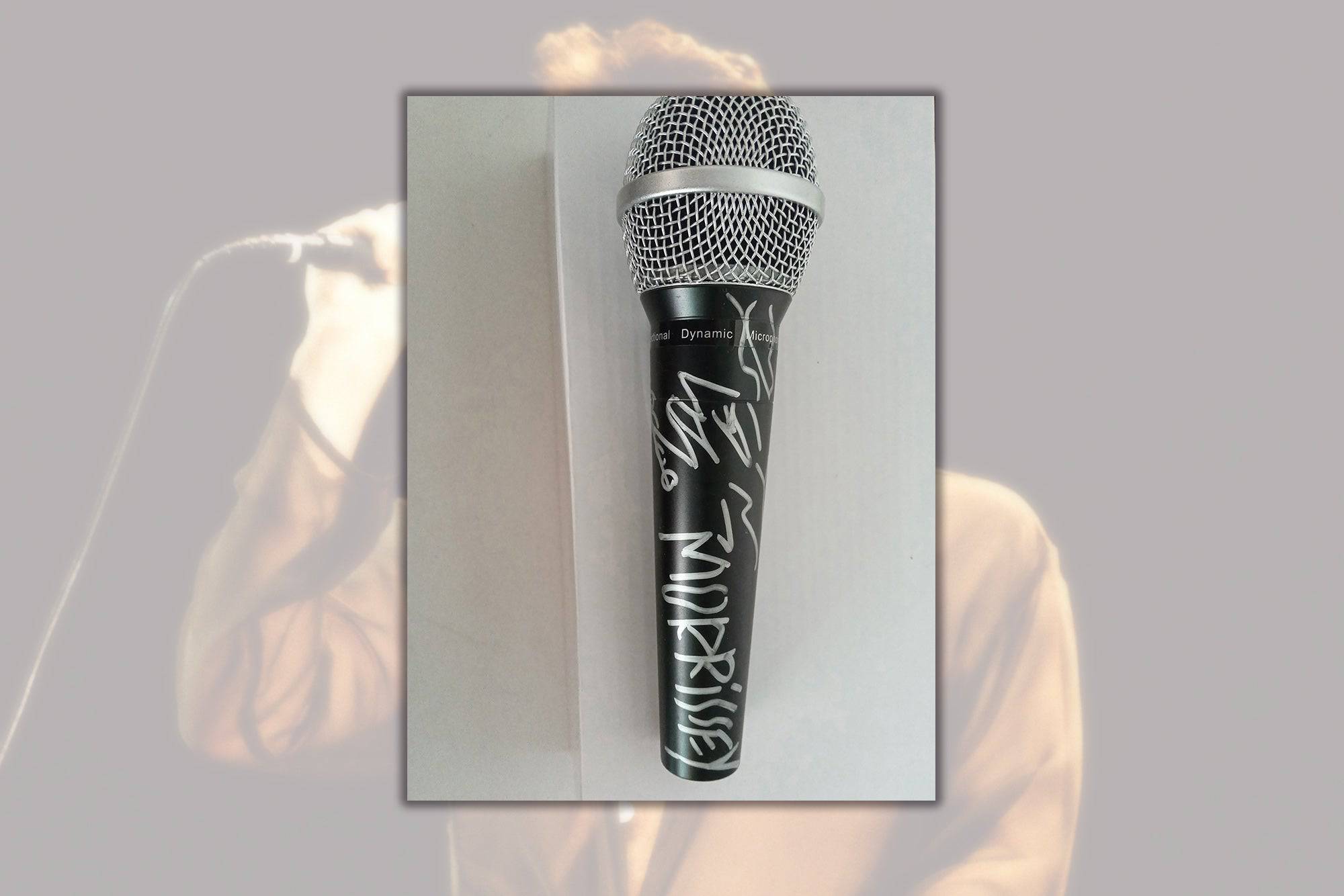 Steven Patrick Morrissey lead singer of The Smiths signed microphone with proof