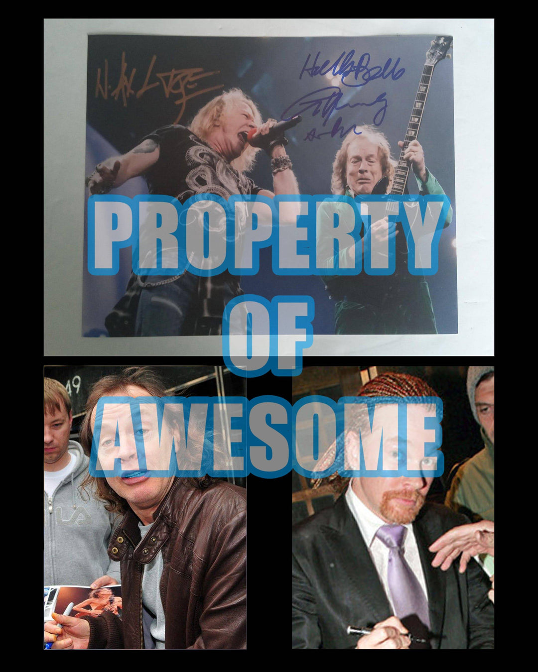 W. Axl Rose and Angus Young 8 x 10 photo signed with proof - Awesome Artifacts 