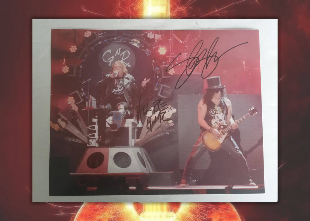 W. Axl Rose and Saul Hudson 'Slash' Guns and Roses 8 x 10 photo signed with proof - Awesome Artifacts 