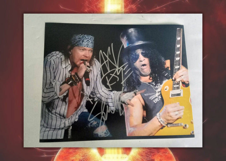 W. Axl Rose and Saul Hudson 'Slash' Guns and Roses 8 x 10 photo signed with proof - Awesome Artifacts 