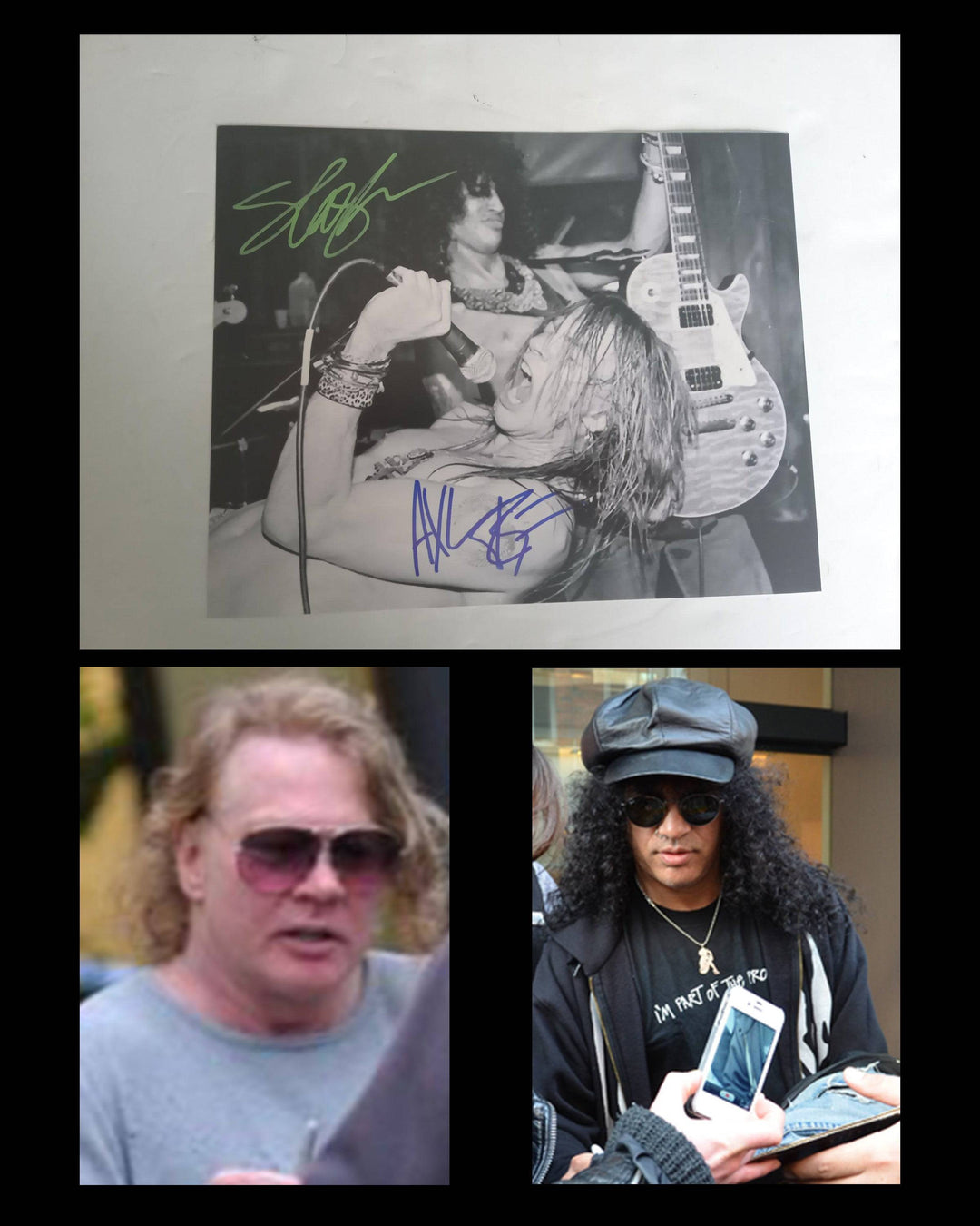 W. Axl Rose and Saul Hudson Slash Guns N Roses 8 x 10 photo signed with proof - Awesome Artifacts 