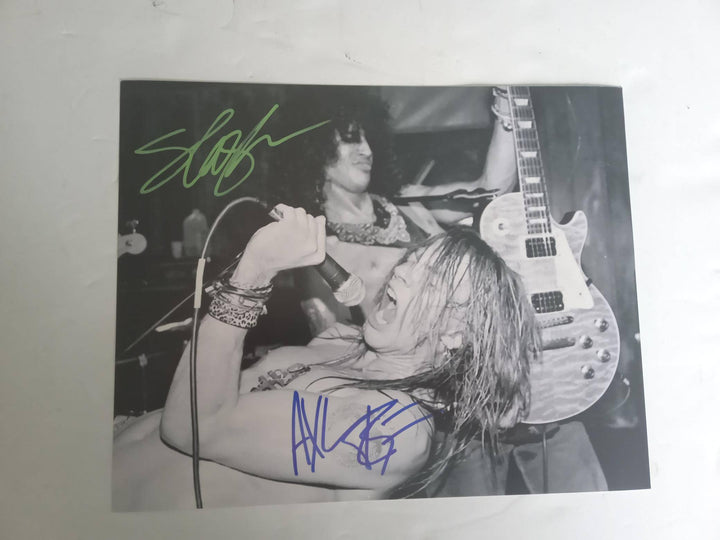 W. Axl Rose and Saul Hudson Slash Guns N Roses 8 x 10 photo signed with proof - Awesome Artifacts 