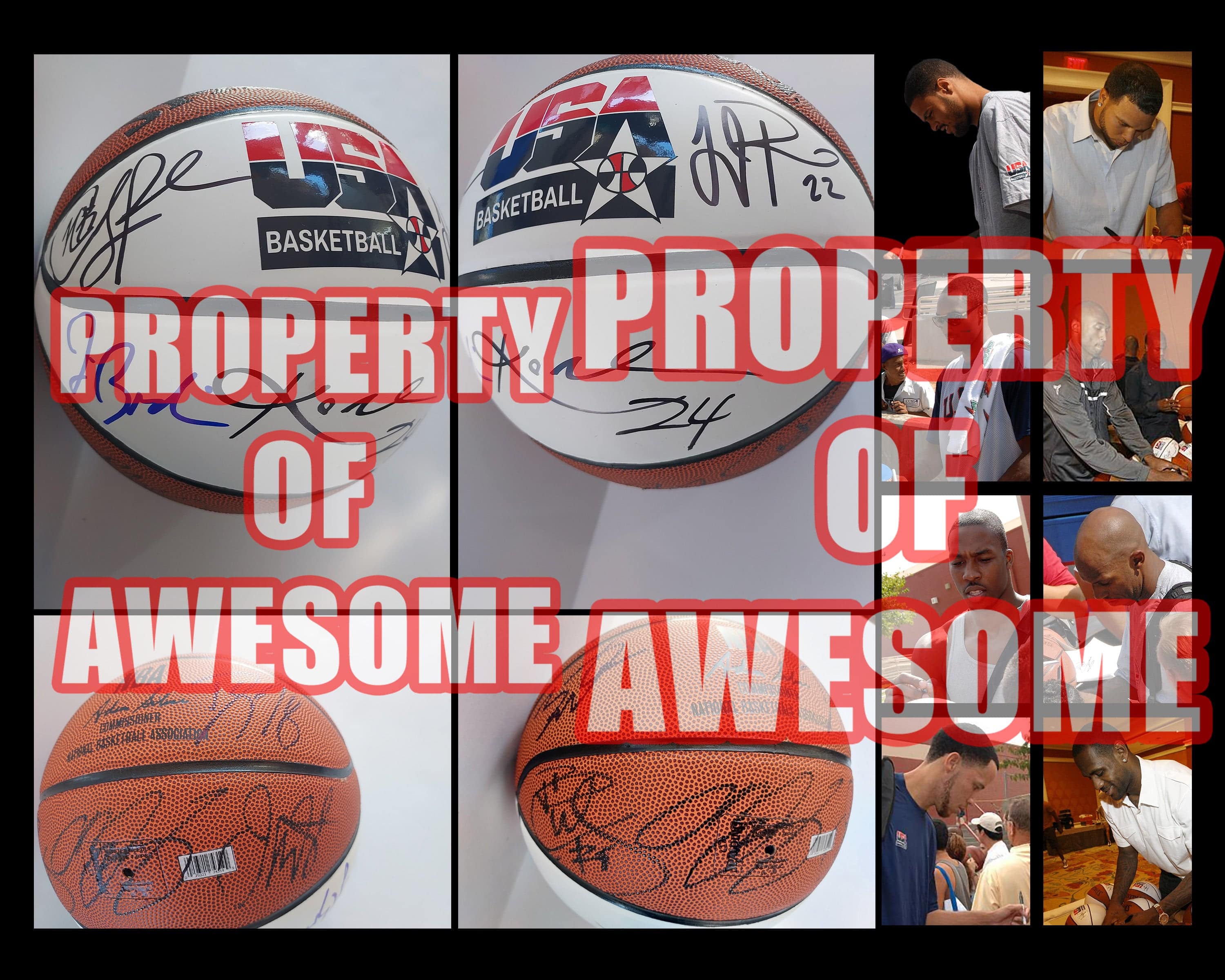 2008 USA basketball team signed Kobe Bryant, LeBron James, Dwyane Wade, Chris Paul basketball signed with proof