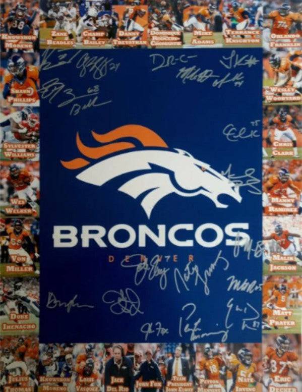 2014 AFC Champion Denver Broncos Peyton Manning, John Elway, Von Miller team signed 16 x 20 photo with proof - Awesome Artifacts 