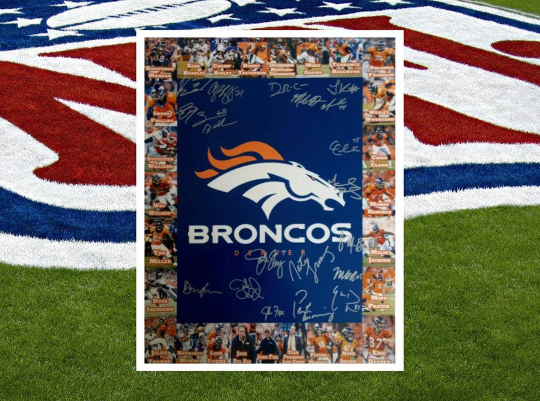 2014 AFC Champion Denver Broncos Peyton Manning, John Elway, Von Miller team signed 16 x 20 photo with proof - Awesome Artifacts 