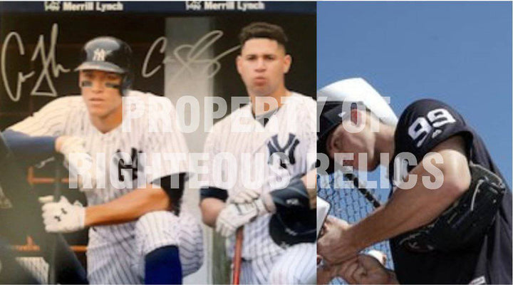 Aaron Judge and Gary Sanchez New York Yankees 8 x 10 photo signed with proof - Awesome Artifacts 